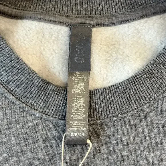 NWT SKIMS Men's Lounge Fleece Crewneck Sweatshirt Dark Heather Grey Small - Picture 4 of 8